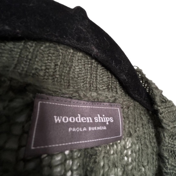Wooden Ships Forrest Green Loose Cable-knit Pullover Sweater Sz S/M - Picture 10 of 11